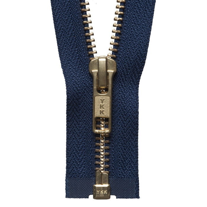 Brass Metal Open End Zip - 71cm - Navy