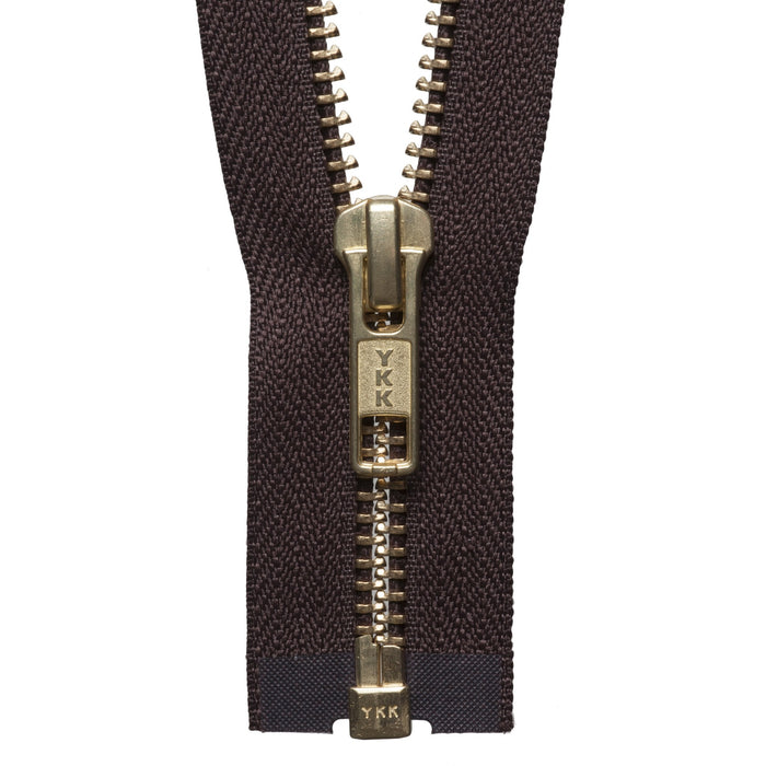 Brass Metal Open End Zip - 71cm - Brown