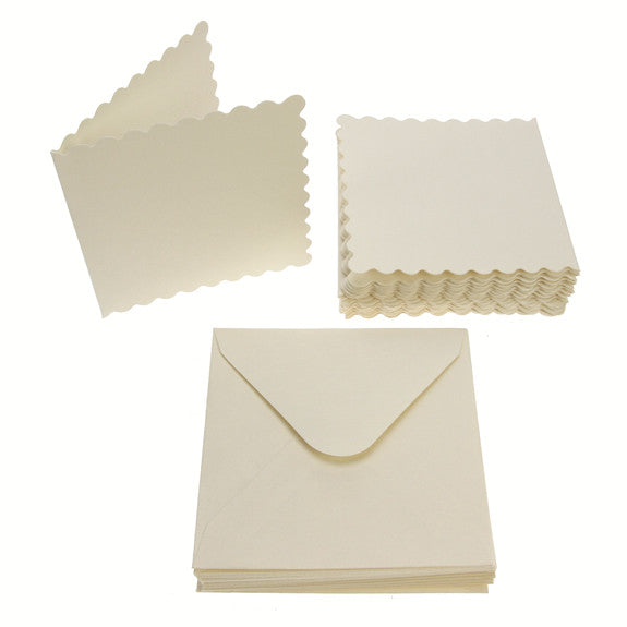 3x3 Scalloped Card Blanks 300gsm 20Pk - Cream