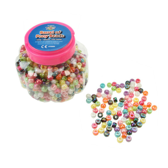 Barrel Of Pony Beads Assorted Colours 250g