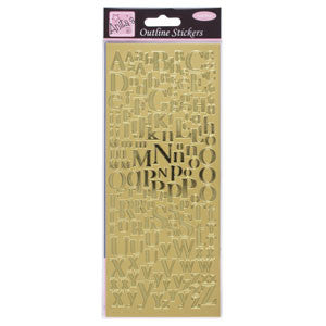 Outline Stickers Mixed Serif Alphabets Gold