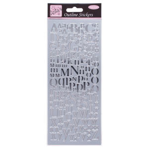 Outline Stickers Mixed Serif Alphabets Silver