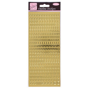 Outline Stickers Capital Letters Gold