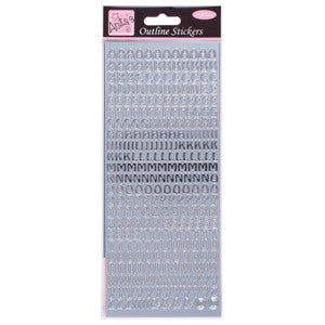 Outline Stickers Capital Letters Silver