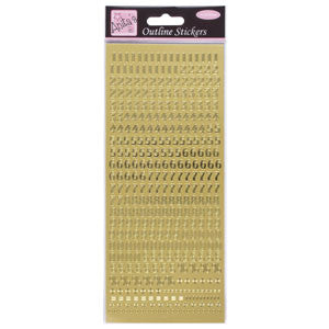 Outline Stickers Small Numbers Gold