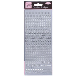 Outline Stickers Small Numbers Silver