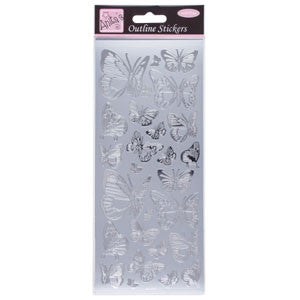 Outline Stickers Butterfly Silver