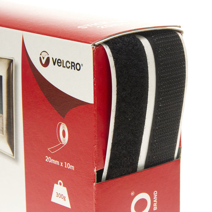 VELCRO® Brand Stick On Tape Hook & Loop 20mm x 10m Black