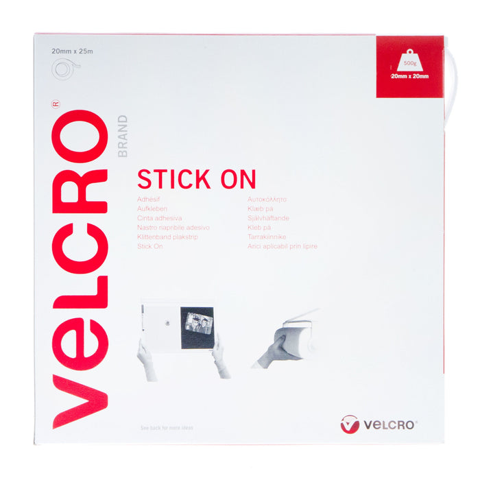 VELCRO® Brand Stick On Tape Hook & Loop 20mm x 25m White