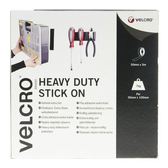 VELCRO® Brand Heavy Duty Stick On Tape Hook & Loop 50mm x 5m White