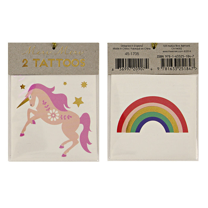 Meri Meri Unicorn & Rainbow Tattoos