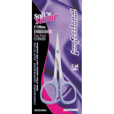 Kai Scissors 4" Pro Embroidery Fine Point Curved Soft n Sharp - XN5100C