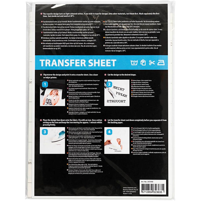 Transfer Sheet Light Fabrics 21.5 x 28cm - 3 Sheets