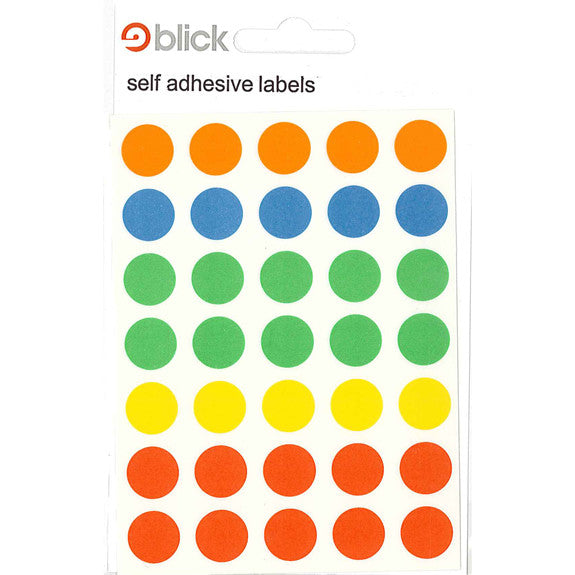 Blick Circle - 13mm Assorted Colours - Labels - 140pk