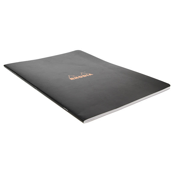 Rhodia Black Side Stapled Notebook. 210X297 48S Lined 119169C