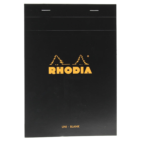 Rhodia Black Head Stapled Pad 14.8X21Cm Sq.Plain 160009C