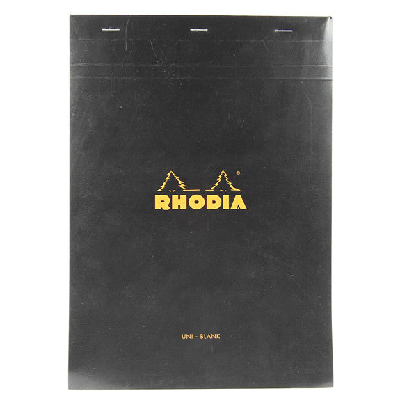 Rhodia Black Head Stapled Pad 21X29.7Cm Sq.Plain 180009