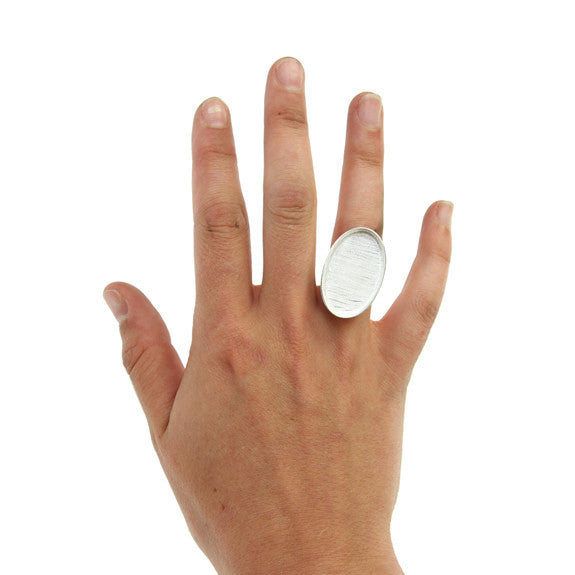 Bezel Handmade Ring Oval Silver Plated
