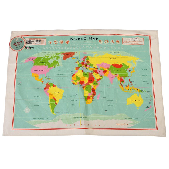 World Map Tea Towel