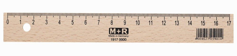 M+R Natural Beechwood Ruler, 17cm