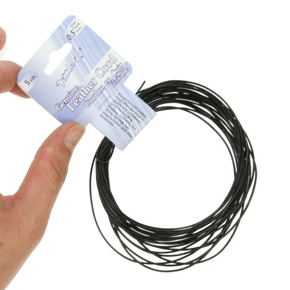 Leather Cord 0.5mm Round 5yds Black
