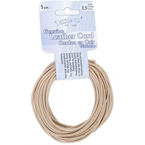 Leather Cord 1mm Round Natural 5yds