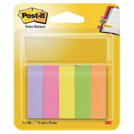 Post-It Note Page Markers Neon 15x50mm 5 Pads