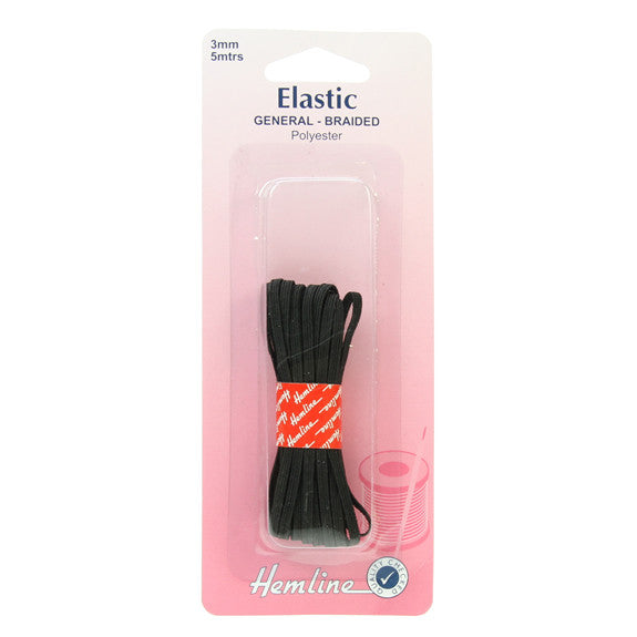 Hemline - Flat Elastic - 3mm Black