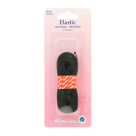 Hemline - Flat Elastic - 6mm Black