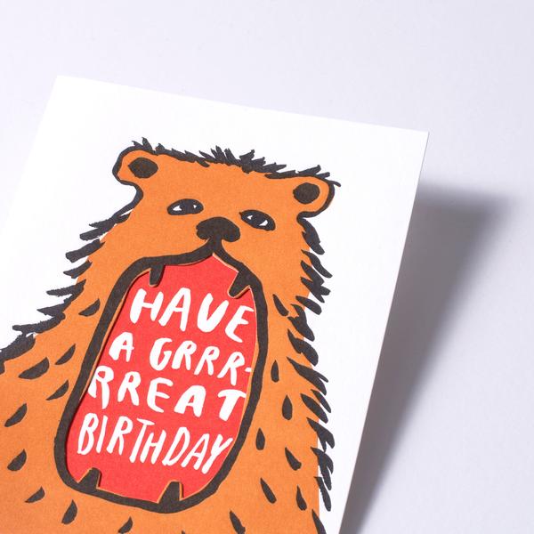 Egg Press Card Bear Mouth Birthday