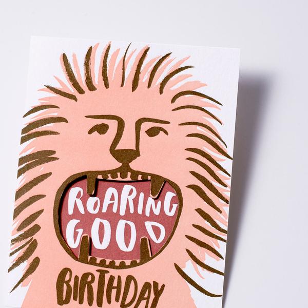 Egg Press Card Roaring good birthday lion
