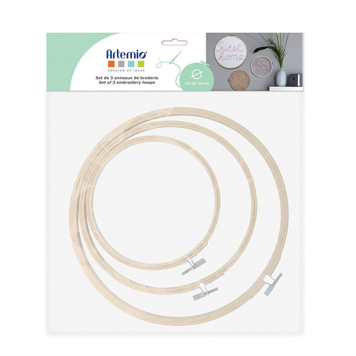 Set 3 Embroidery Hoops 15,20 Et 25cm