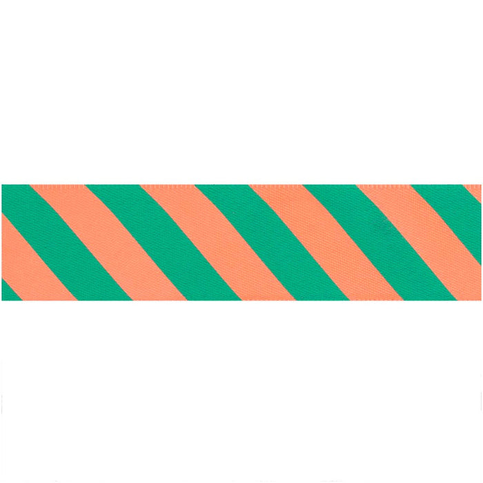 Rico Polyester Striped Ribbon Neon Red/Turquoise 25mm x 3m