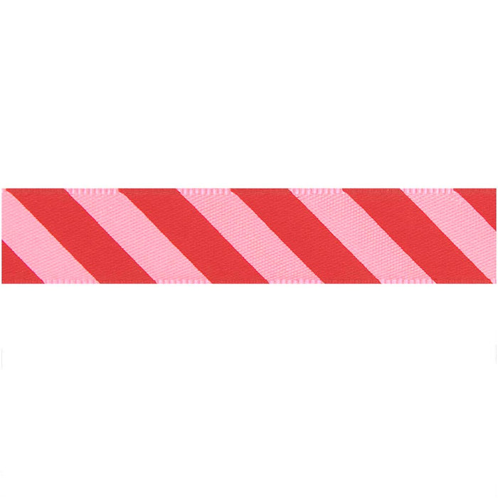 Rico Polyester Striped Ribbon Neon Pink/Red 16mm x 3m