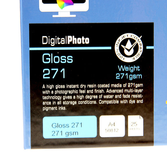 A4 PermaJet Digital Photo Paper 271 Gloss - 271gsm - 25pk