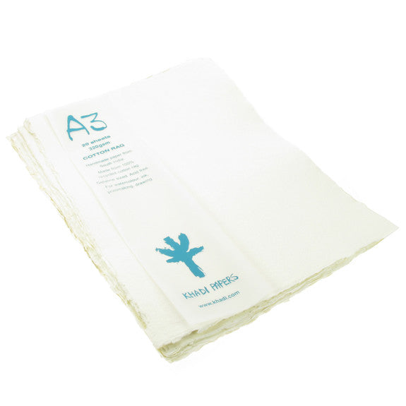 Handmade Paper made from 100% recycled Cotton Rag. A3, 20 sheets, 320gsm.