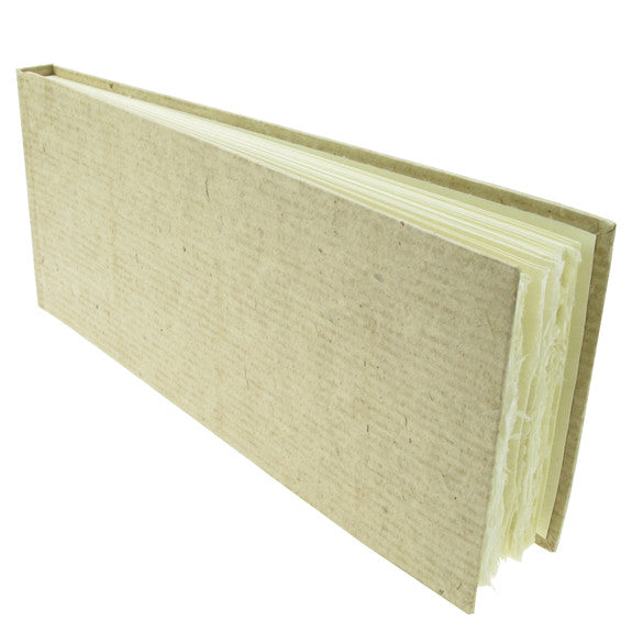 Handmade Paper Hardback Sketchbook Slim, white smooth, 13cm x 32cm. 210gsm