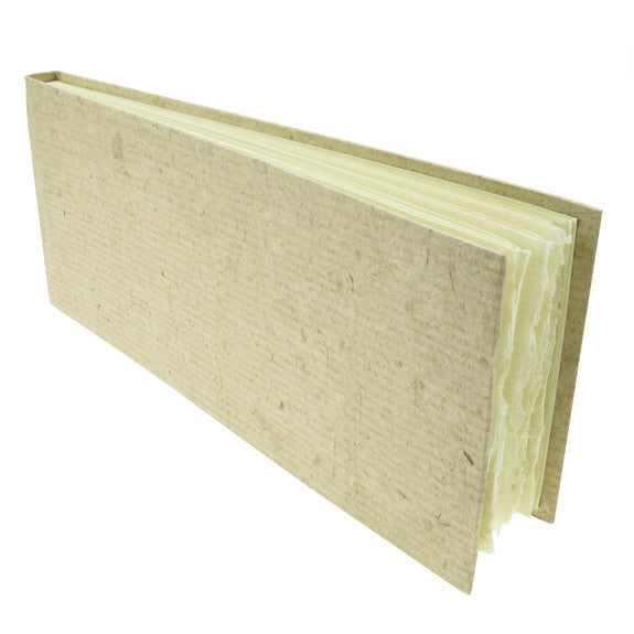 Handmade Paper Hardback Sketchbook Slim, white rough, 13cm x 32cm. 210gsm