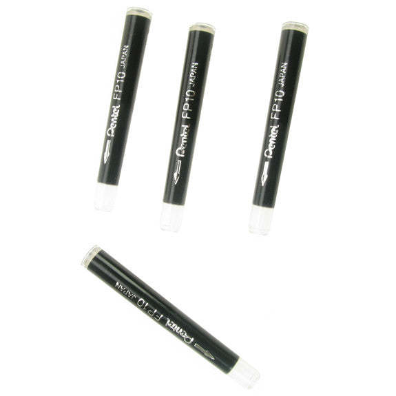 Cartridge For Pentel Fude Brush Pen Black - 4 Pack