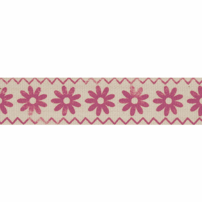 Natural Trim- 5m x 15mm - Zigzag Flowers - Pink