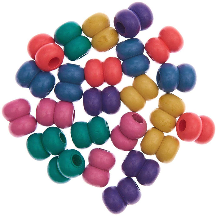 Macramé Beads Wood Rainbow Colours 17X22mm 24 Pcs