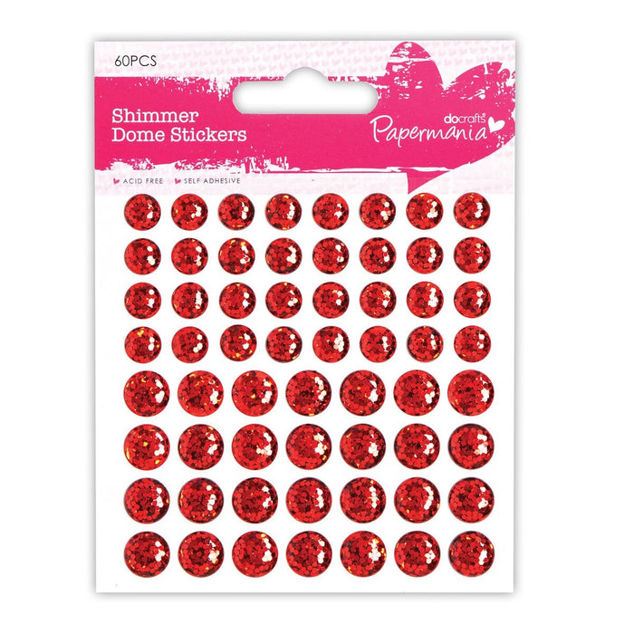 Shimmer Dome Stickers (60pcs) - Red
