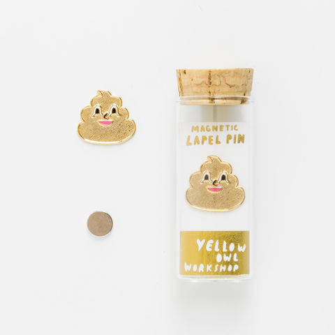 Yellow Owl Workshop Gold Poo Emoji Lapel Pin