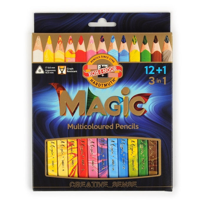 Koh-I-Noor Magic Jumbo Triangular Coloured Pencils Set of 12+1