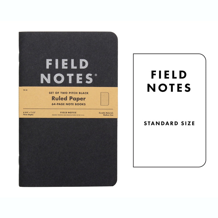 FIELD NOTES Pitch Black 2-Pack Note Books Ruled Paper