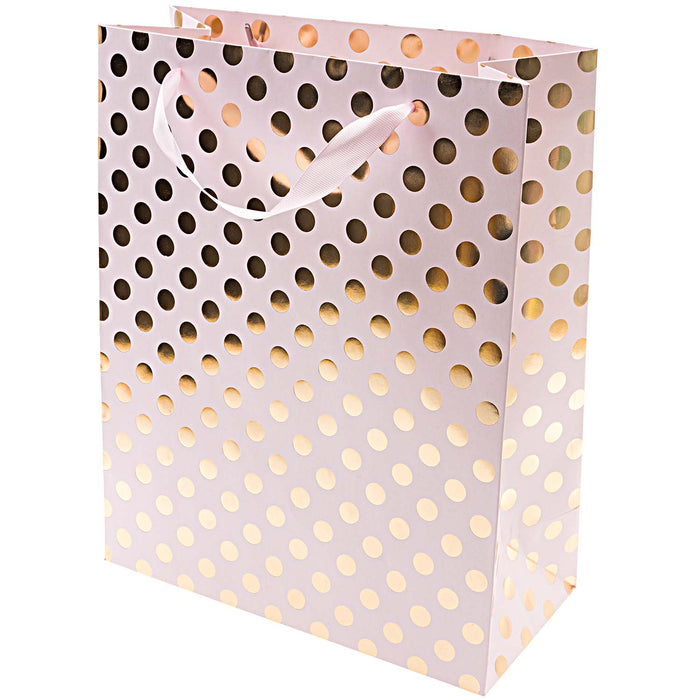 Gift Bag Pink With Gold Dots