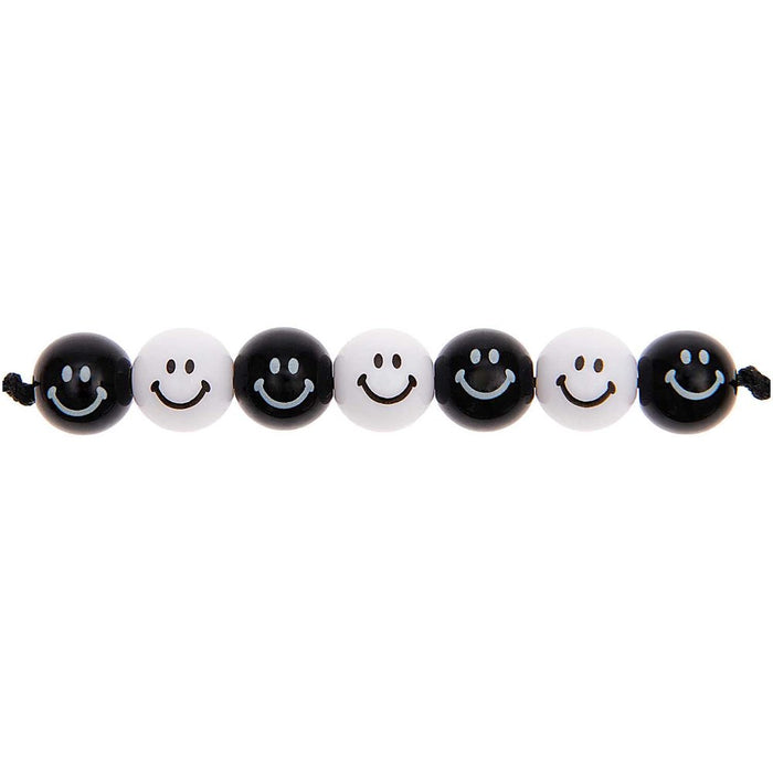 Smiley Beads Round Black / White