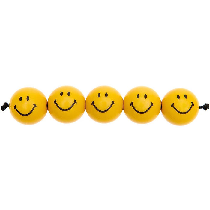 Smiley Beads Round Yellow