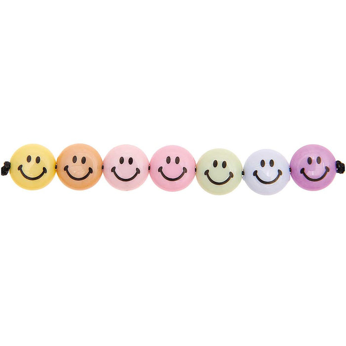 Smiley Beads Lentil Shaped Rainbow Pastel