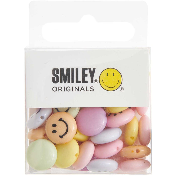 Smiley Beads Lentil Shaped Rainbow Pastel
